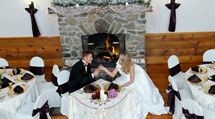 A fireside wedding toast at Steele Hill's Carriage House
